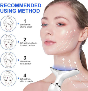 Using Face Sculptor Massager on Neck for Firming and Wrinkle Reduction