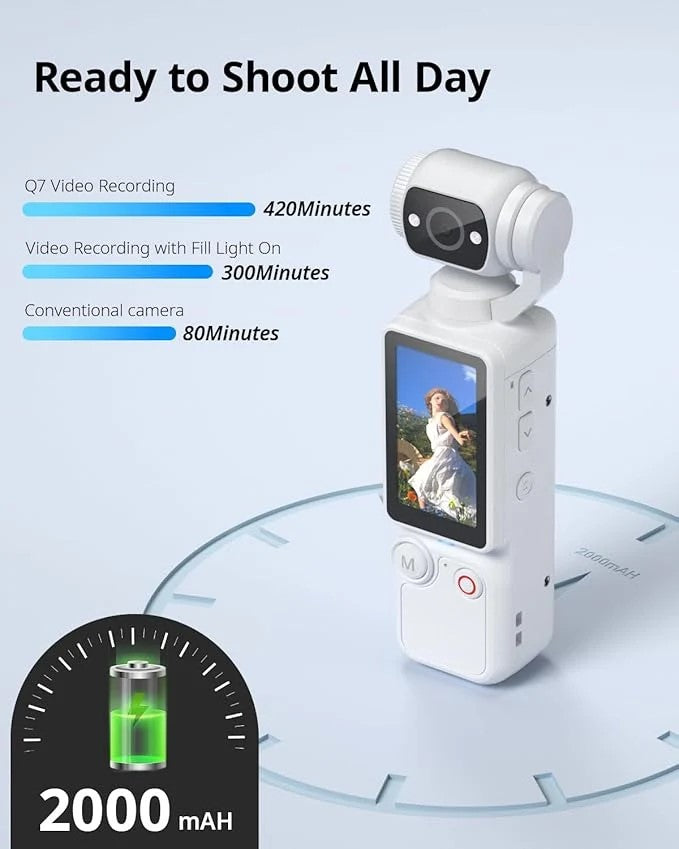 4K Handheld Gimbal Camera Quick One Second Start and Stabilization View