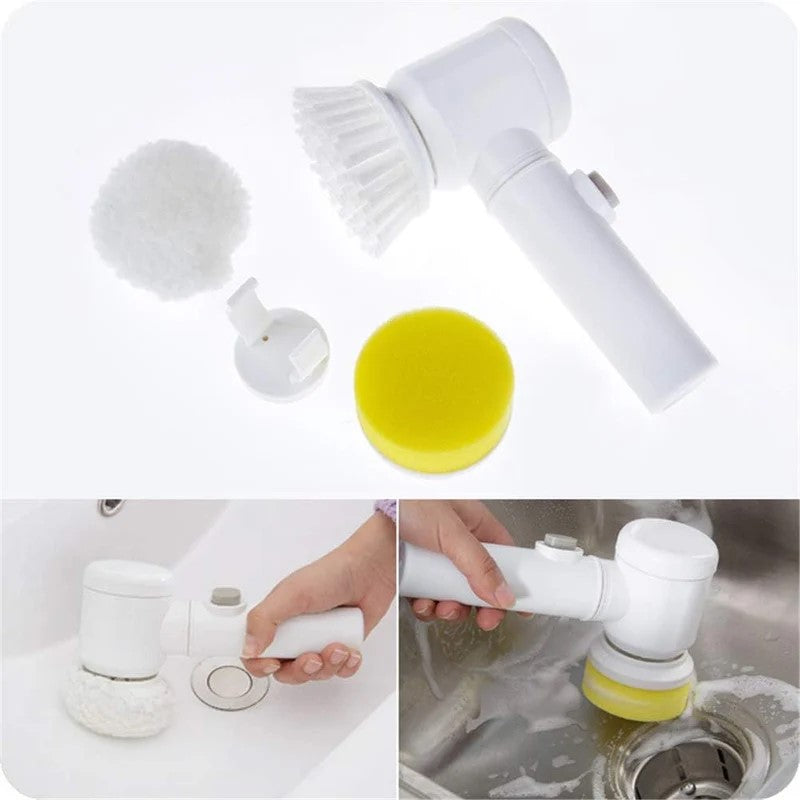 Using Electric Cleaning Brush for Bathroom Sink and Tile Corner Scrubbing