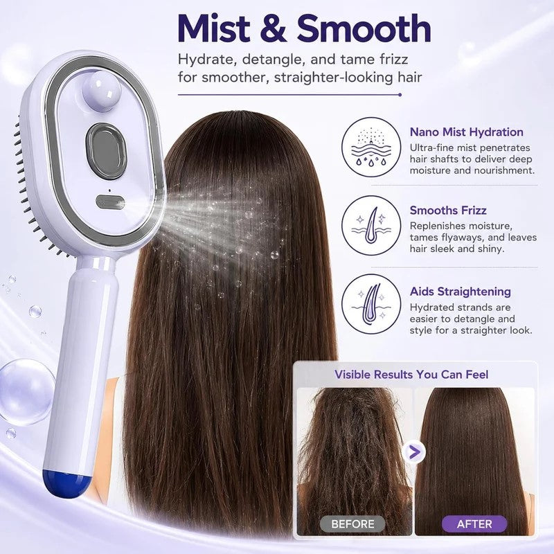 Nano Mist Hydration Hair Brush Before and After Frizz Control Results