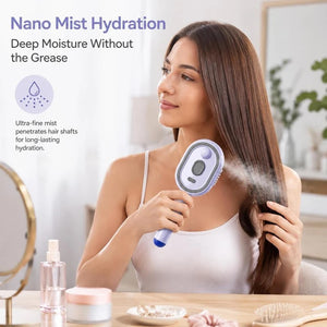 Using Nano Mist Hydration Brush for Deep Hair Moisture Without Grease